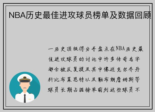 NBA历史最佳进攻球员榜单及数据回顾